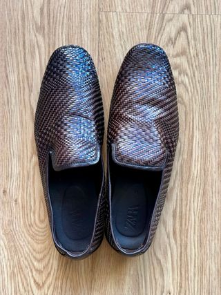 Mocasines Zara trenzados marrones