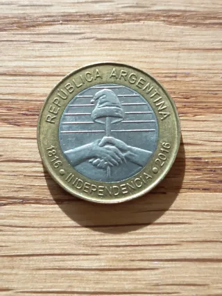 Moneda 2 Pesos Argentina Independencia 1816-2016
