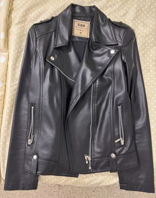 Casaca cuero sintético S29 estilo motera