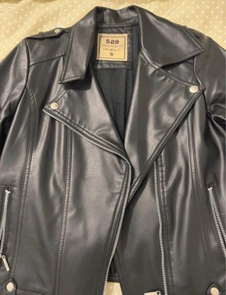 Casaca cuero sintético S29 estilo motera