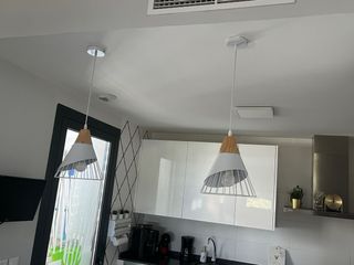 2 Lámparas Colgantes Madera y Metal