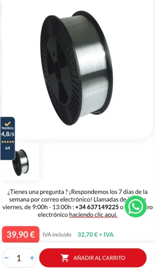 Hilo soldar aluminio VOGELMANN ER5356 1.0mm