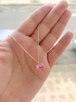 Collar Corazón Rosa y Plata