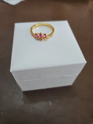 Anillo Pandora Corona Princesa Rosa Oro