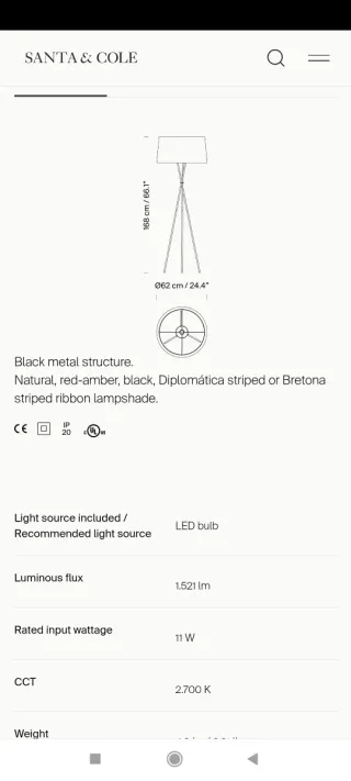 Lámpara Pie Trípode Santa&Cole