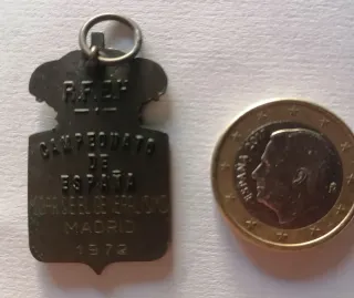 Medalla antigua con león y corona