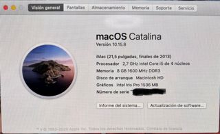 iMac 21,5” i5, 8GB RAM, 1TB, ideal teletrabajo