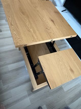 Mesa centro elevable y extensible madera