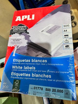 500 Hojas Etiquetas Adhesivas A4 Apli