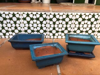 3 Macetas rectangulares cerámica bonsai