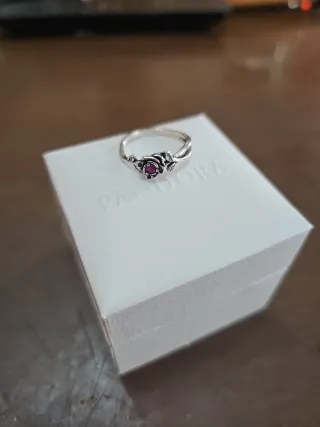 Anillo Pandora Bella y Bestia Rosa Plata