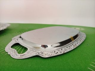 Pareja Bandejas Vintage Plateadas Metal