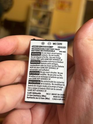 Batería Nintendo Game Boy Advance SP leer abajo