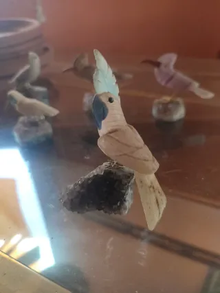 Colección de pájaros de cuarzo y amatista