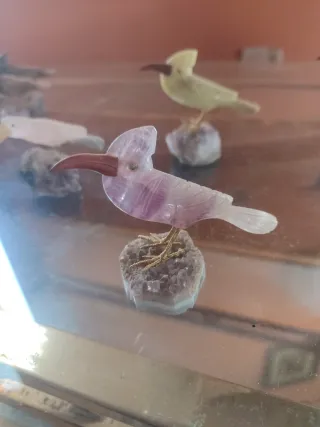 Colección de pájaros de cuarzo y amatista