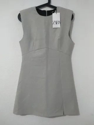 Vestido Zara Plateado Brillante