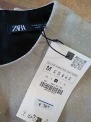 Vestido Zara Plateado Brillante