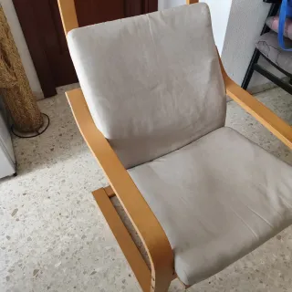 Silla Ikea poang madera y tela beige