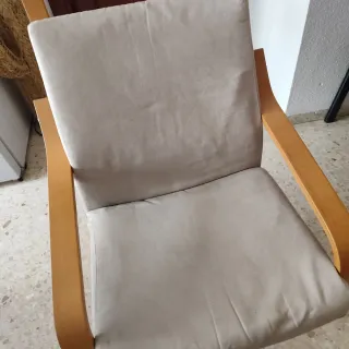 Silla Ikea poang madera y tela beige