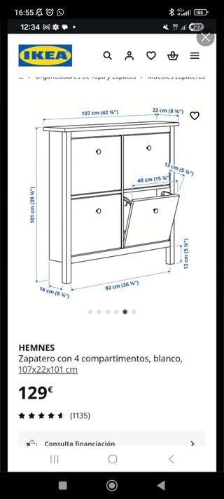 Zapatero Ikea Hemnes Negro