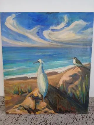 Dipinto mare con uccelli