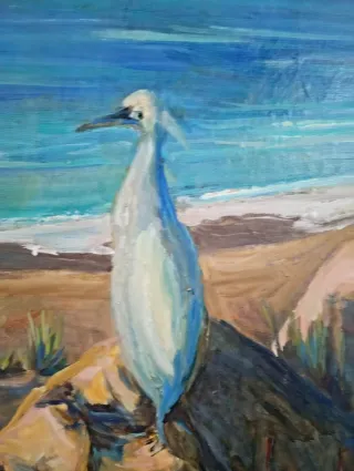 Dipinto mare con uccelli