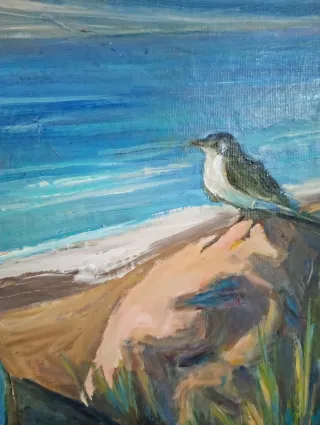 Dipinto mare con uccelli