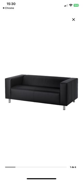 Divano in Pelle Nero a 3 Posti