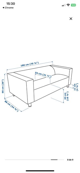 Divano in Pelle Nero a 3 Posti
