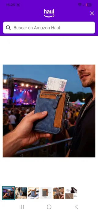 Cartera de hombre azul y marrón nuevo a estrenar