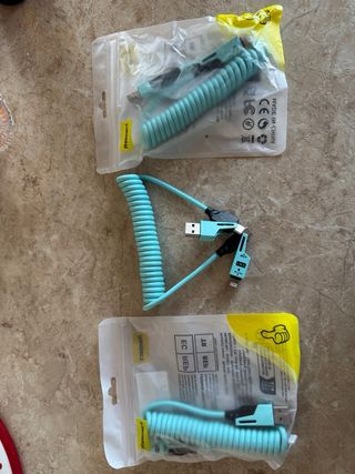 3 Cavi molla 4 in 1 retrattili per iphone android