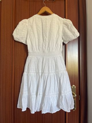 Vestido blanco Zara corto manga abullonada T.XS