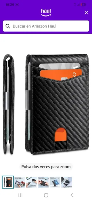 Cartera delgada con clip nuevo a estrenar