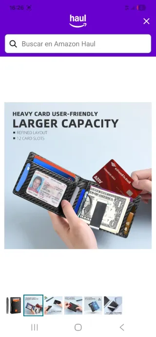 Cartera delgada con clip nuevo a estrenar