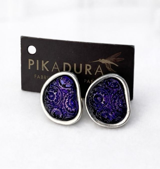 Pendientes minimalistas baño de plata y morados