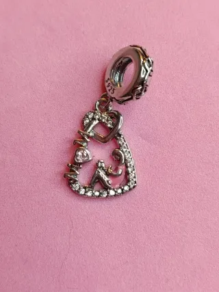 Charm Mamá Corazón Rosa Plata día de la madre