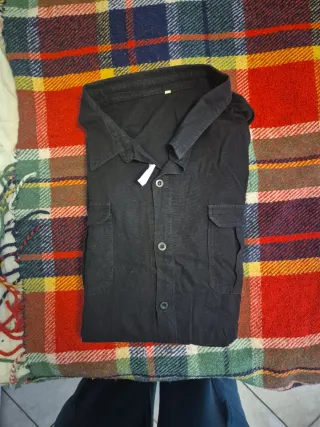 Camicia Uomo Manica Corta Nera Taglia 3XL