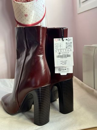 Botín tacón piel marrón talla 36