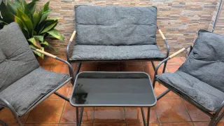 Conjunto de Jardín Gris Como Nuevo