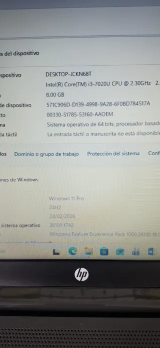 Portátil HP con disco SSD