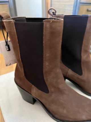 Botines tacón serraje marrón