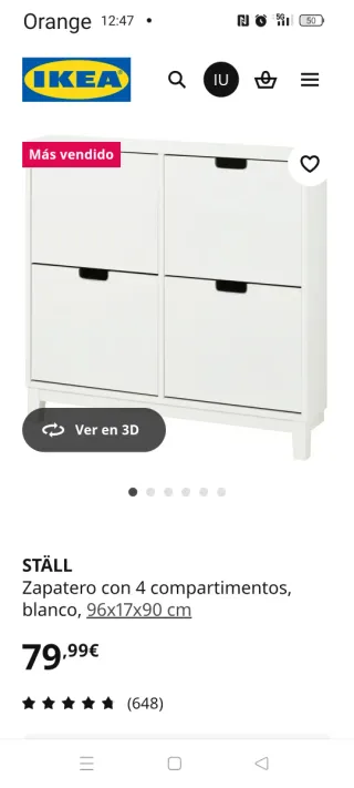 Zapatero Gris 4 Puertas. Original de Ikea.
