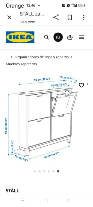 Zapatero Gris 4 Puertas. Original de Ikea.