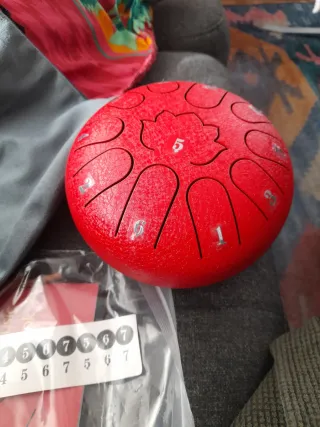 Tambor de lenguas de acero rojo, 16 cm, 11 tonos