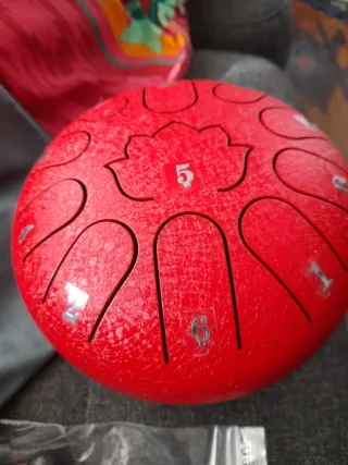 Tambor de lenguas de acero rojo, 16 cm, 11 tonos