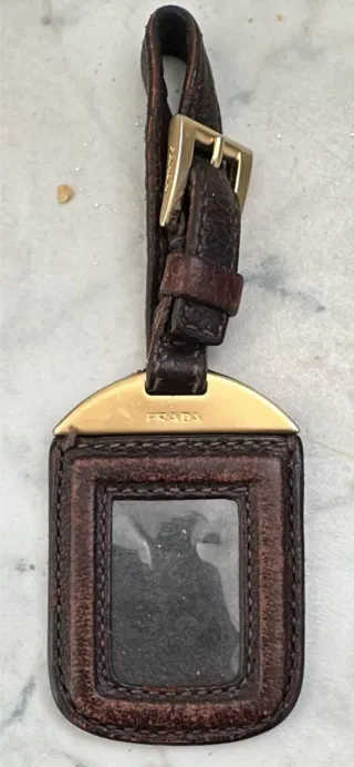 Portachiavi Prada in pelle marrone