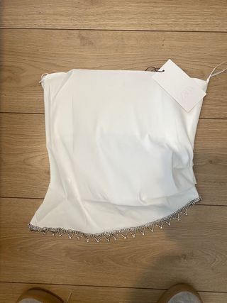 Top palabra de honor Zara blanco talla M