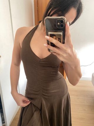 Vestido halter asimétrico Zara Talla S