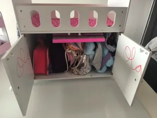 Armario Cuna Bebé Blanco Flores Rosas