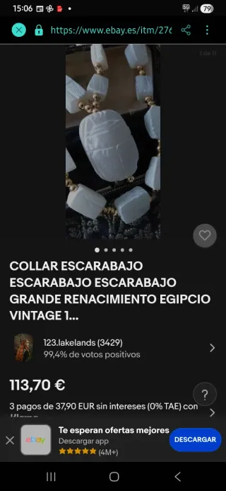 Collar antiguo tallado esteatita blanca.